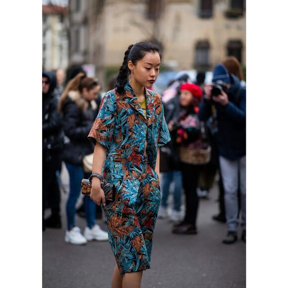 Ferragamo Azure Womens Floral Printed Short Sleeve Mohair Blend Blazer 40 NWOT - Picture 12 of 14